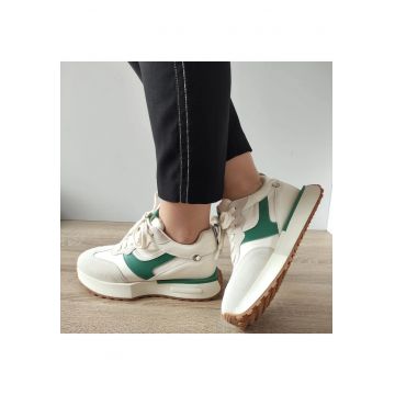 Pantofi Dama  6511 Bej + Verzi - Bed + Verde