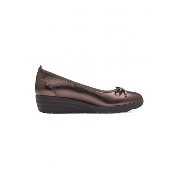 Pantofi de piele cu funda - Bronz