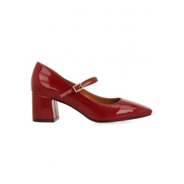 Pantofi Mary-Jane cu aspect lacuit