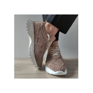 Pantofi Perforati Casual Dama  303 - Taupe
