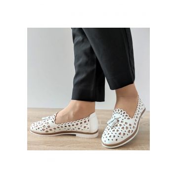 Pantofi Perforati Dama  105-08 Albi - 37 - Alb