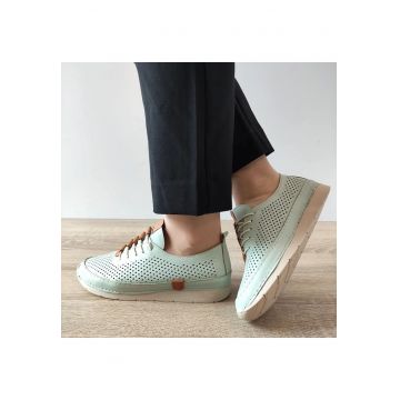 Pantofi Perforati Dama  24058 Verde Mint - Verde Mint