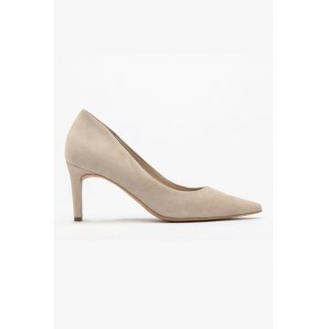 Pantofi de piele intoarsa cu varf ascutit si toc Ofelia