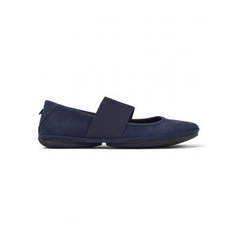 Balerini de piele nabuc cu bareta elastica Nina 1395