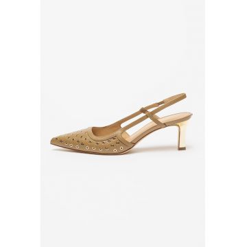 Pantofi slingback din piele Alora - Auriu/Maro camel