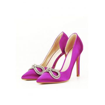 Pantofi magenta cu brosa 6841 04 11317