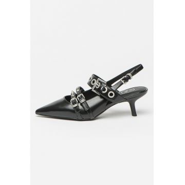 Pantofi slingback de piele cu tinte Babel - Negru
