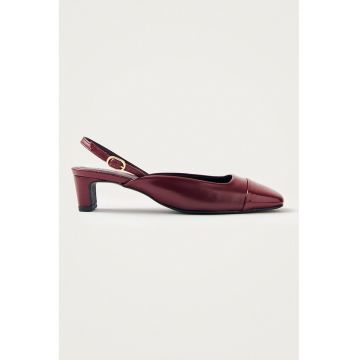 Pantofi slingback de piele Lindy - Visiniu