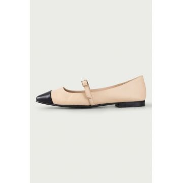 Balerini din piele cu aplicatie cap-toe