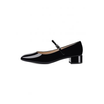 Balerini Mary Jane de piele cu aspect lacuit