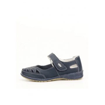 Balerini  piele naturala bleumarin 37 EU - talpa usoara - varf rotund