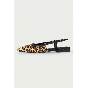 Balerini slingback de piele cu animal print Milena
