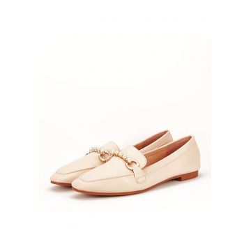 Mocasini bej cu perle Meredith M2 10355
