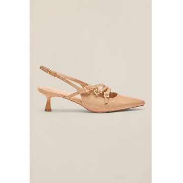 Pantofi cu barete multiple si toc kitten