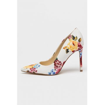 Pantofi cu toc stiletto si imprimeu floral Fresh