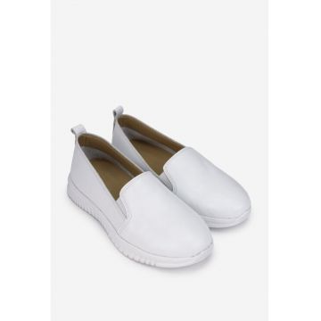 Pantofi dama  din piele alba