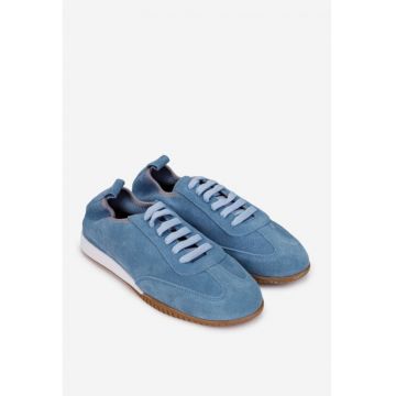 Pantofi dama  din piele intoarsa bleu