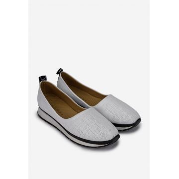 Pantofi dama din piele naturala alba