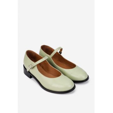 Pantofi dama din piele naturala verde deschis