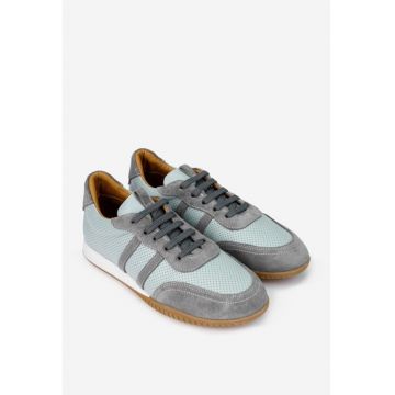 Pantofi dama  gri din piele cu aspect perforat