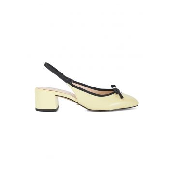 Pantofi din piele cu toc si detaliu cu funda Classy