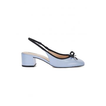 Pantofi din piele cu toc si detaliu cu funda Classy