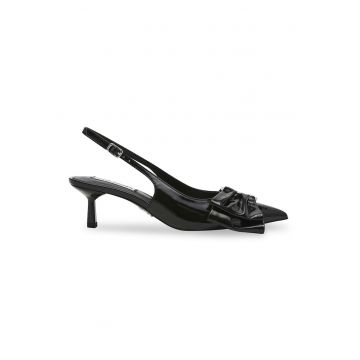 Pantofi slingback cu toc kitten - Negru