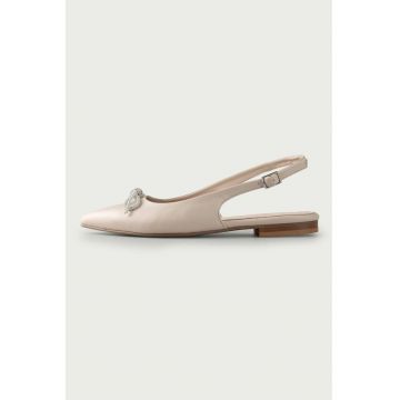 Pantofi slingback de piele cu accesoriu funda Monique