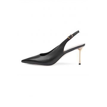 Pantofi slingback de piele cu varf ascutit