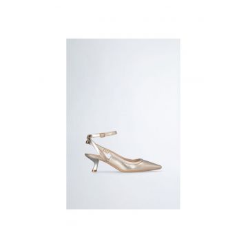 Pantofi slingback de piele ecologica cu toc kitten