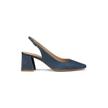 Pantofi slingback de piele intoarsa cu toc