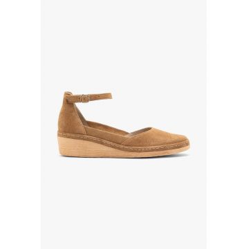 Pantofi wedge din piele intoarsa