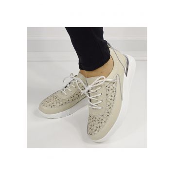 Sneakersi bej din piele naturala 5108 M7 16462