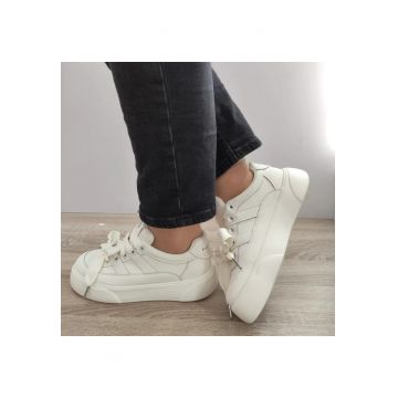 Pantofi Casual Dama  3A992-1 Albi (Spre Crem) - Alb -