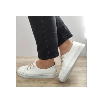 Pantofi Casual Dama  88727 Albi Cu Bej - Alb -