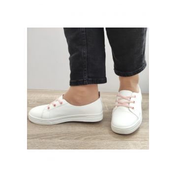 Pantofi Casual Dama  88727 Albi Cu Roz - Alb -