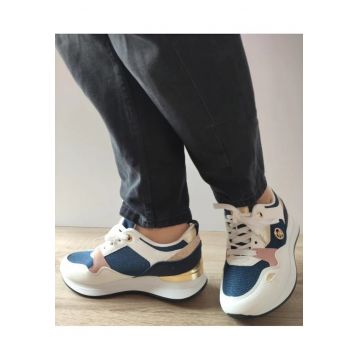 Pantofi Casual Dama  Wsc250721-3 Albi Cu Bleumarin - Alb -