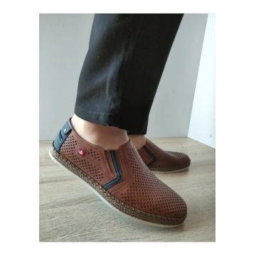 Pantofi Casual Perforati Barbati  B5297-24 Maro + Bleumarin - Maro -