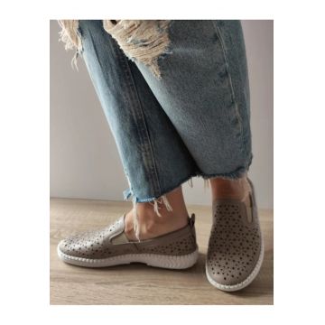 Pantofi Casual Perforati Dama  24015 Grej - Gri -