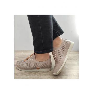 Pantofi Casual Perforati Dama  24058 Bej Vizion - Bej -