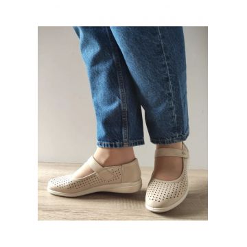 Pantofi Casual Perforati Dama  60020B 03-N Bej - Bej -