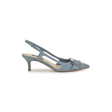 Pantofi cu varf ascutit si aspect de denim Neeri