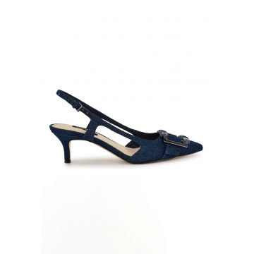 Pantofi cu varf ascutit si aspect de denim Neeri