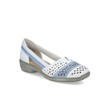 Pantofi cu vârf deschis Rieker pentru damă - alb albastru combinat 41358-80