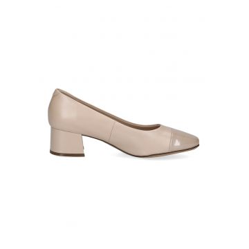 Pantofi de piele si piele ecologica cu toc masiv