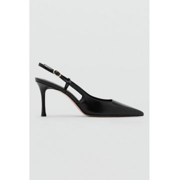 Pantofi din piele cu varf ascutit si toc