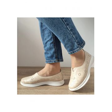 Pantofi Perforati Dama  B929734 Bej - 41 - Bej
