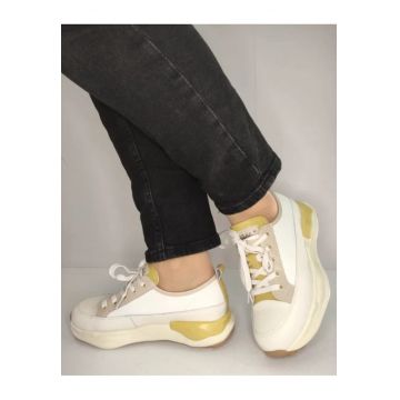 Pantofi Casual Dama  60006A J7-N Crem Cu Galben - Crem -