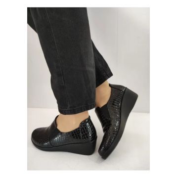 Pantofi Casual Dama  60017B 01-O Negri Croco - Negru -