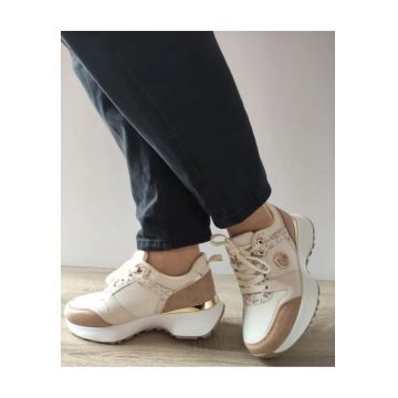 Pantofi Casual Dama  Wsc250524-7 Bej Deschis Cu Grej - Bej -